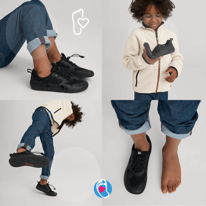 reima-buty-barefoot-buty-dla-dzieci-anatomiczne-buty-czarne-Bosa-Stopka Reima barefoot – dziecięce czarne buty w domowej sesji zdjęciowej. Elastyczne i wygodne na co dzień.